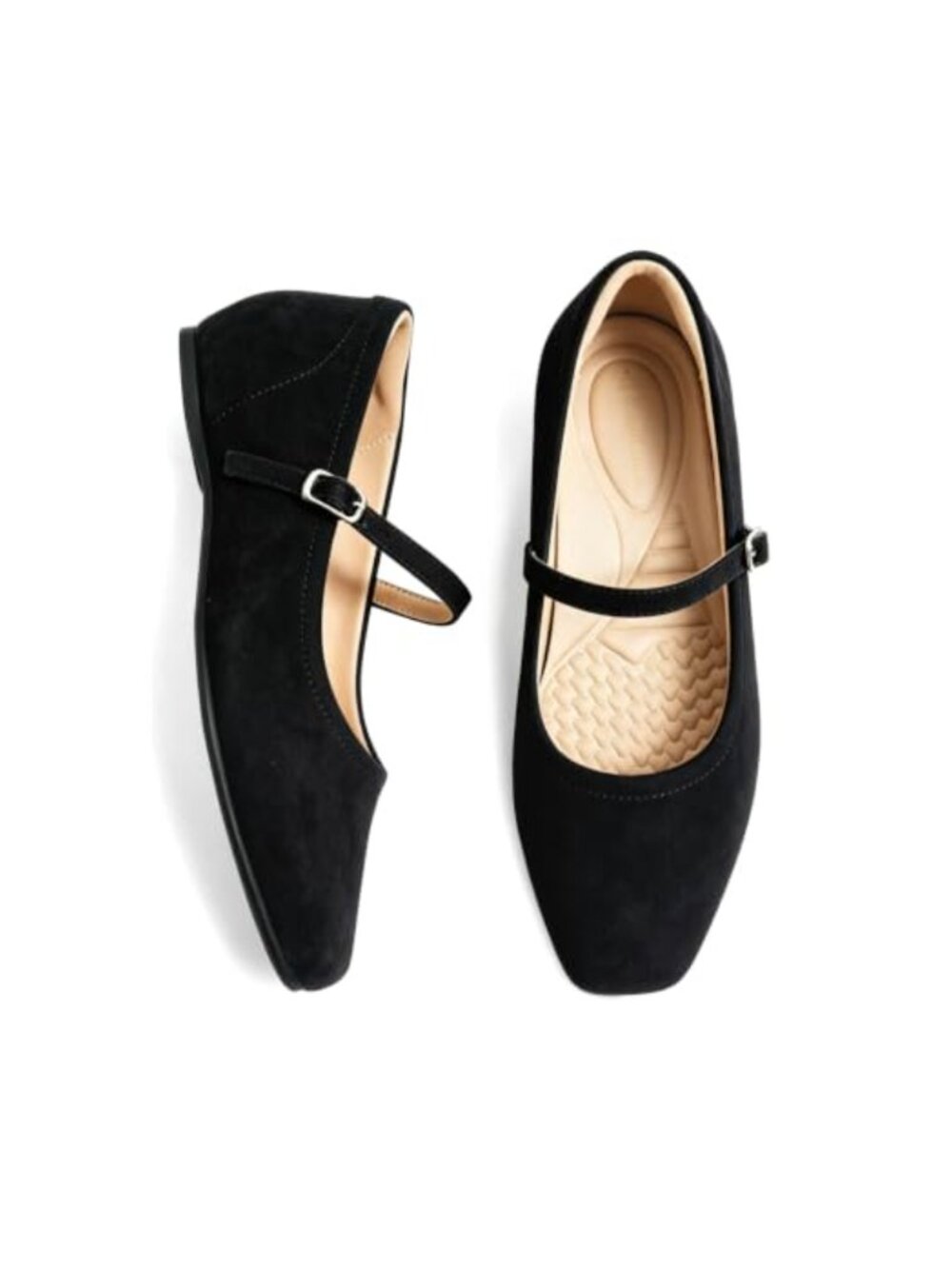 Mary Jane Flats with Arch Support Concealed Wedge Heel Square Toe Women Comfort